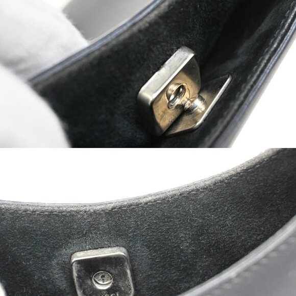 GUCCI Logo Bamboo Shoulder Hand Bag Leather Black Red Italy 61FB846 - Picture 16 of 16